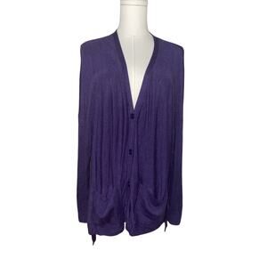 Eileen Fisher Purple V-Neck Knit Cardigan Sweater S Cottagecore Quiet Luxury